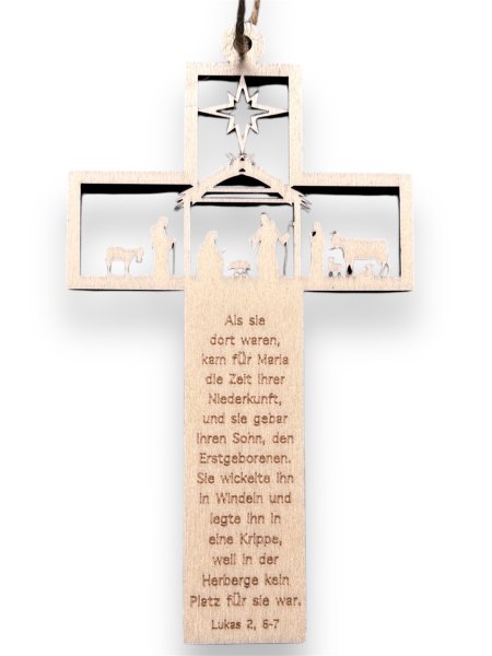 Kreuz mit Grippenszene und Evangelium